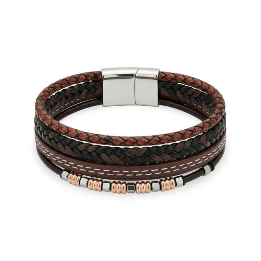 Men's Black and Brown Faux Leather Bracelet | For Smaller Wrists | Bohemian | Stylish | Fancy | Trendy | Modern | House Of Jax