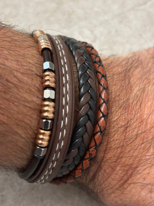 Pulsera de piel sintética negra y marrón para hombre | Para muñecas pequeñas | Bohemia | Elegante | Elegante | Moderna | House of Jax