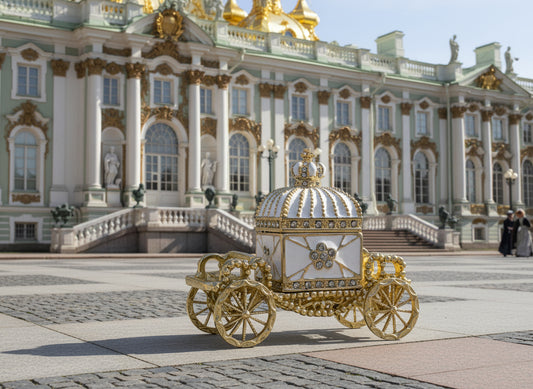 Collectable Faberge Type Carriage | Christmas Gift | White and Gold | Gift For Her | Gift For Him | House Of Jax