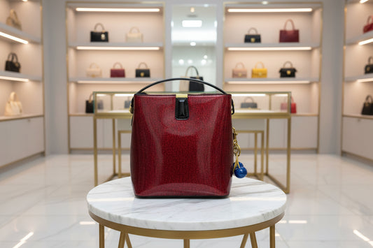 Bolso de mano de charol rojo brillante | Boho | Chic
