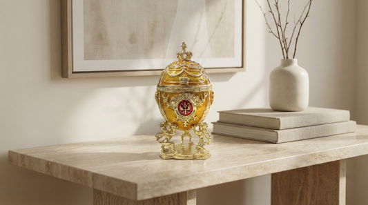 Hand Crafted Faberge Type Egg | Imperial Russian| Gold And Red | Gift For Her | Gift For Him | Christmas Gift