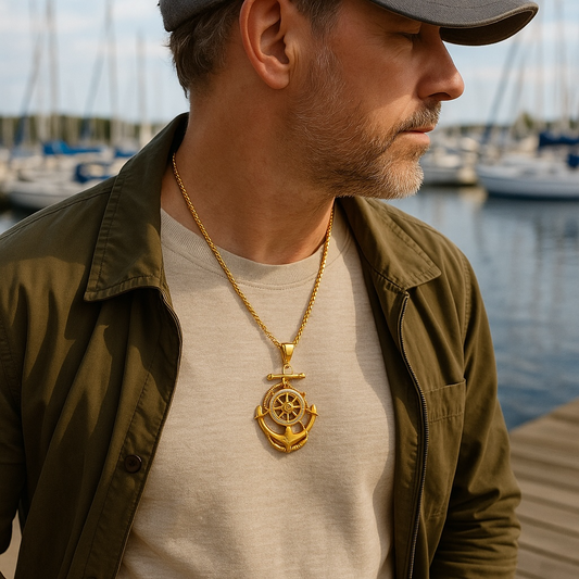 Anchor Necklace With Free Bonus Mystery Gift | Rope Chain | Gold Colored | Boho | Naval | Bohemian | House Of Jax